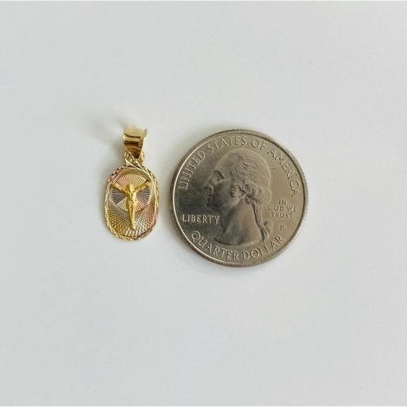14K Solid Gold Jesus Pendant, 20 mm Real Gold Jesus Christ Pendant, Small Crucif - Picture 14 of 14
